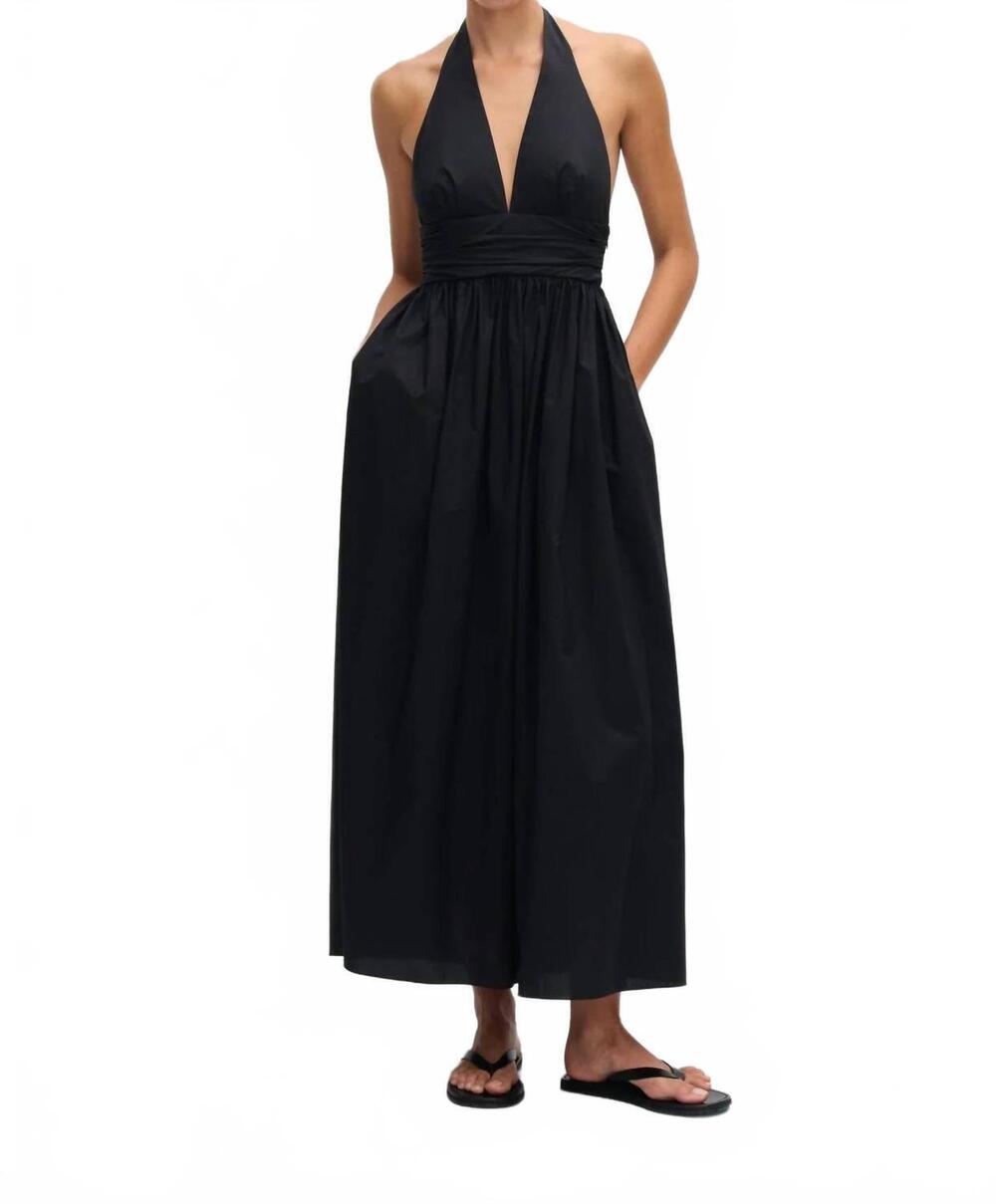 NEW MATTEAU plunge halter dress in black